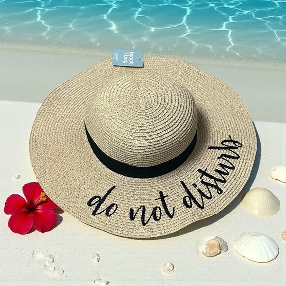 Brook + Bay “Do Not Disturb”Floppy Sun Hat | Wide Brim | Straw Beach Hat - Picture 11 of 16